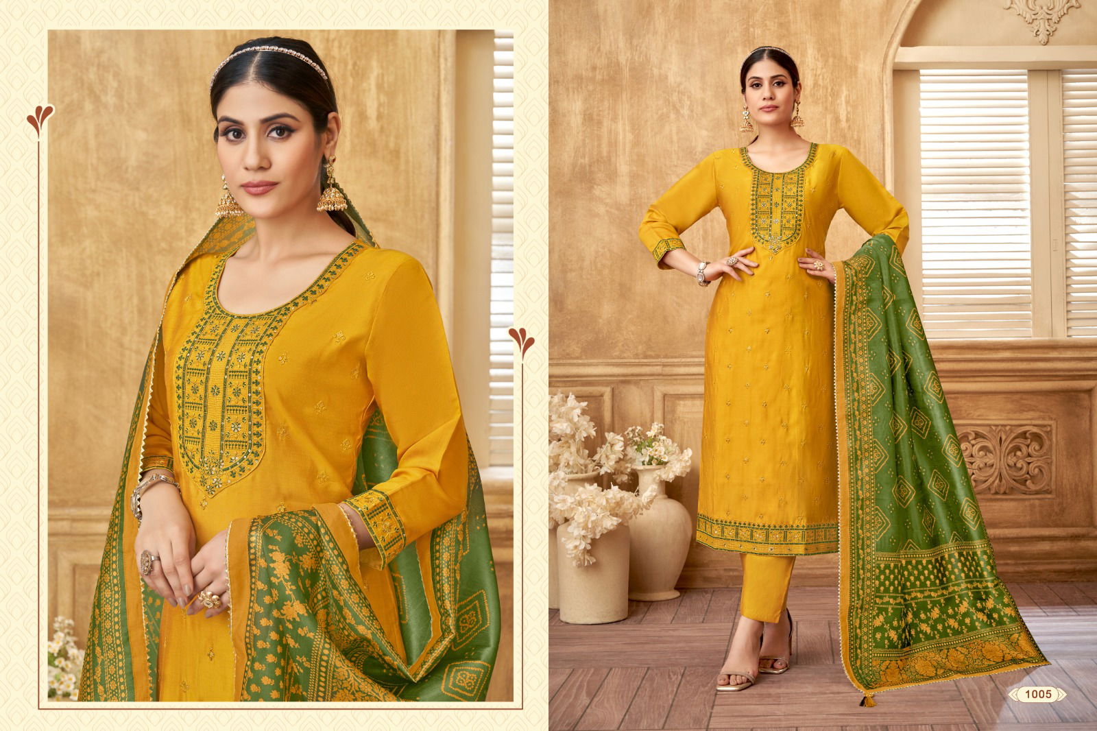 Daisy By Kf Roman Silk Embroidery Kurti With Bottom Dupatta Wholesale Price In Surat